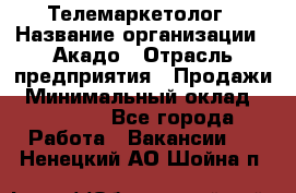 Телемаркетолог › Название организации ­ Акадо › Отрасль предприятия ­ Продажи › Минимальный оклад ­ 30 000 - Все города Работа » Вакансии   . Ненецкий АО,Шойна п.